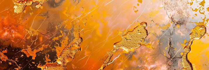 Fluid Artistry: An Abstract Composition with Splashes of Yellow, Gold, and Copper, Reflecting the Dynamic Beauty of Liquid Art