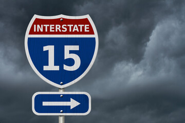 USA Interstate 15 highway sign - 772150622