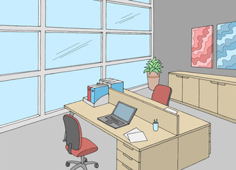 Office graphic color interior sketch illustration vector  - 772150829