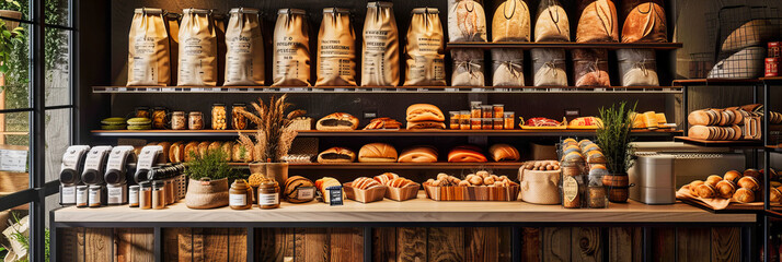 Freshly Baked Assortment in a Cozy Bakery, Showcasing Artisanal Bread, Baguettes, and Pastries for Gourmet Delights