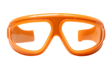 A pair of futuristic goggles resting on a white background