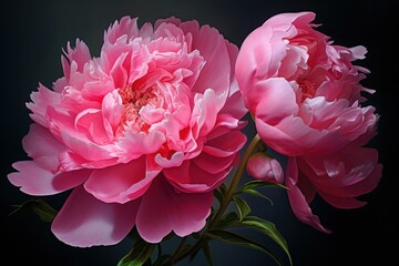 Lush Pink peony flower. Garden floral. Generate Ai