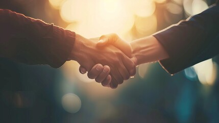 Two Businessmen Celebrate Successful Merger: Handshake Symbolizing Partnership and Deal Achievement in Business Negotiation