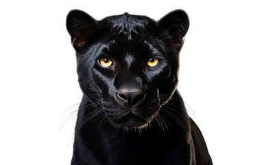 Close up of a sleek black cat with mesmerizing yellow eyes