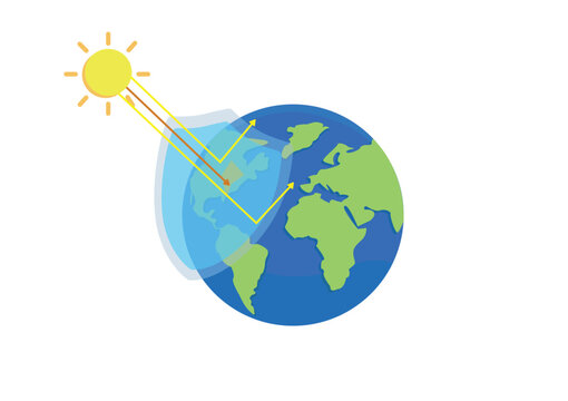 Ozone hole. Fun vector illustration. Environmentally poster.