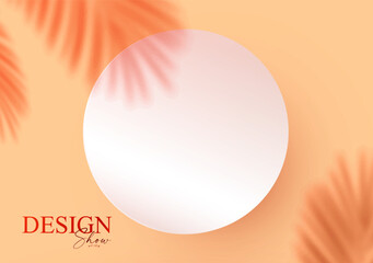 3D realistic premium product display design template. Scene with circle paper banner, light and shadow. Elegant vector platform. Stage for showcase.