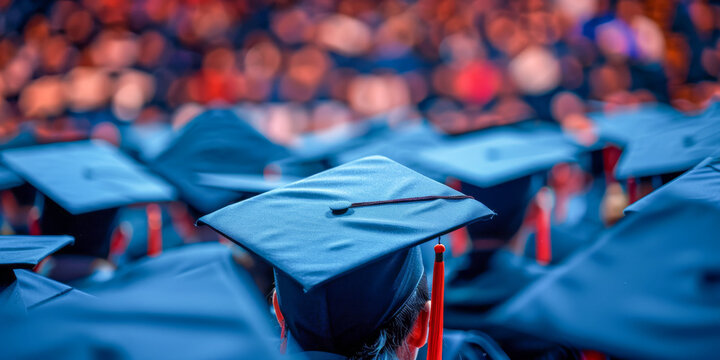Graduation Ceremony: Students in Caps at University Commencement