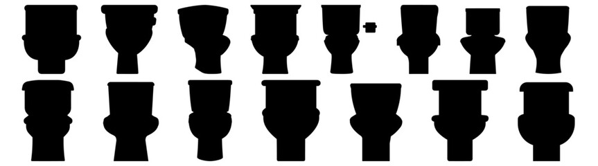 Toilet wc silhouette set vector design big pack of illustration and icon - obrazy, fototapety, plakaty