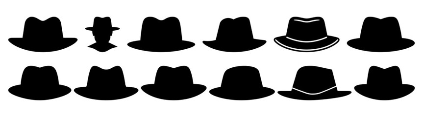 Hat cap silhouette set vector design big pack of illustration and icon