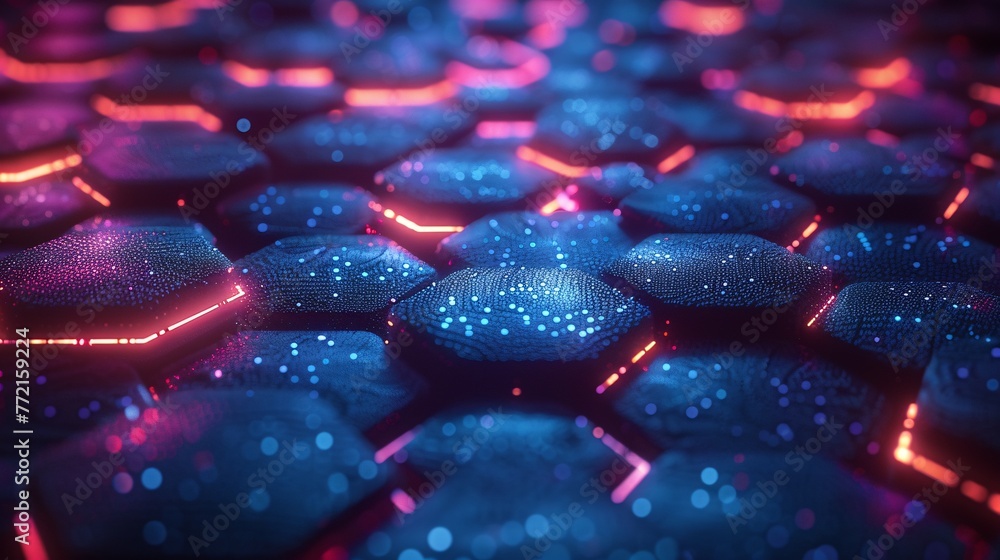 Poster glowing geometric patterns a neon-inspired artwork generative ai