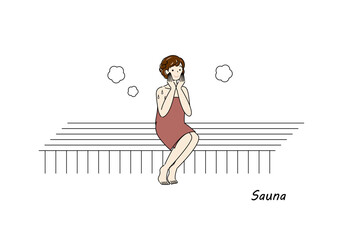 サウナ室でサウナを楽しんでいるサウナ好きの可愛い女性 ととのう サウナ女子 シンプル イラスト ベクター
A cute sauna-loving woman enjoying sauna in the sauna room. sauna girl. Simple illustration Vector.