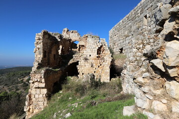 02/12/2024 Haifa Israel. Yehiam is the ruins of a Crusader and Ottoman-era fortress in western Galilee, Israel.