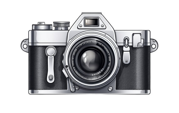 A creative drawing of a camera on a white background