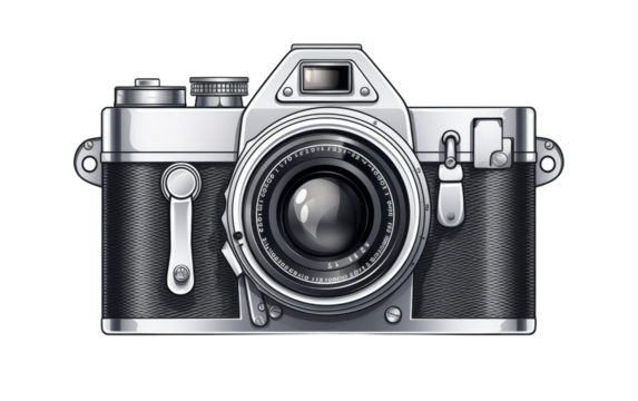 A creative drawing of a camera on a white background