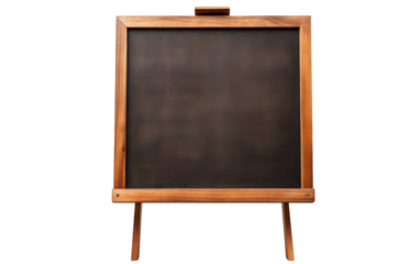 A wooden easel displaying a blackboard for creative expression
