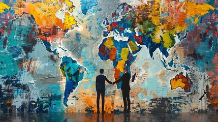 Global Collaboration: Diverse Perspectives Engage in Policy Dialogue - Mixed Media Art"