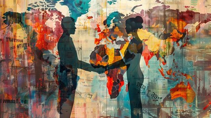 Global Collaboration: Diverse Perspectives Engage in Policy Dialogue - Mixed Media Art