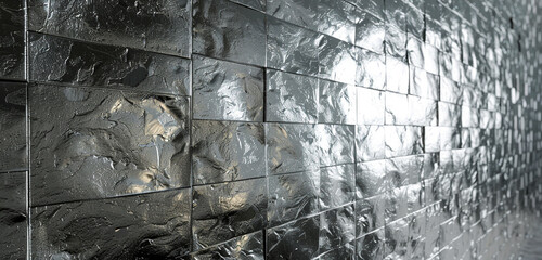 A platinum mosaic wall, shimmering opulence in perfection.