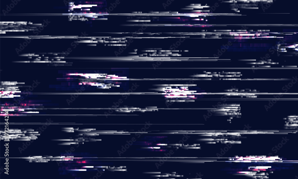 Poster glitch background. abstract noise effect, error signal, television technical problem. vector illustr