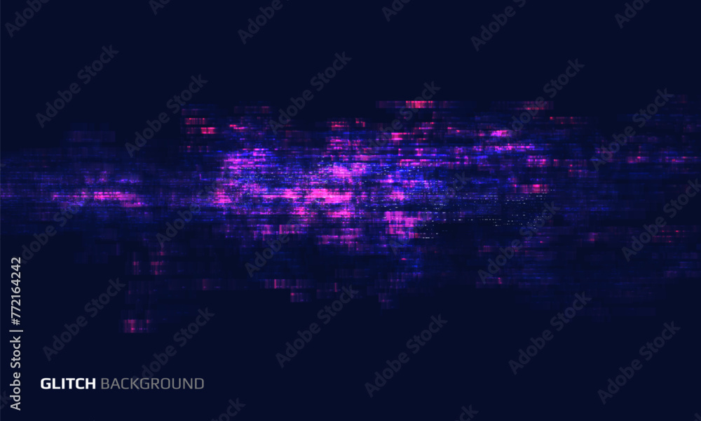 Poster glitch background. abstract noise effect, error signal, television technical problem. vector illustr