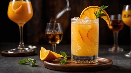 Fototapeta premium Serving Harvey Wallbanger Cocktail at the bar.