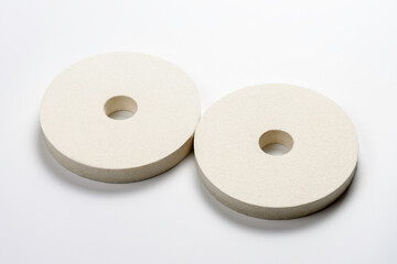 Two polishing circles from grinding machine. Natural felt for polishing and sharpening tools.