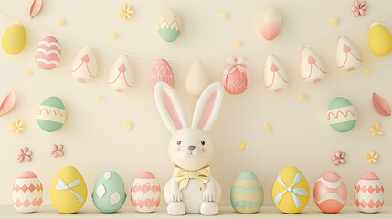 Happy Easter Background cute rabbit indoor room decoration