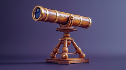 A clay style model of a telescope detailed with a lens and tripod
