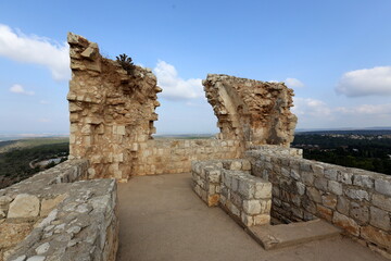 02/12/2024 Haifa Israel. Yehiam is the ruins of a Crusader and Ottoman-era fortress in western Galilee, Israel. - obrazy, fototapety, plakaty