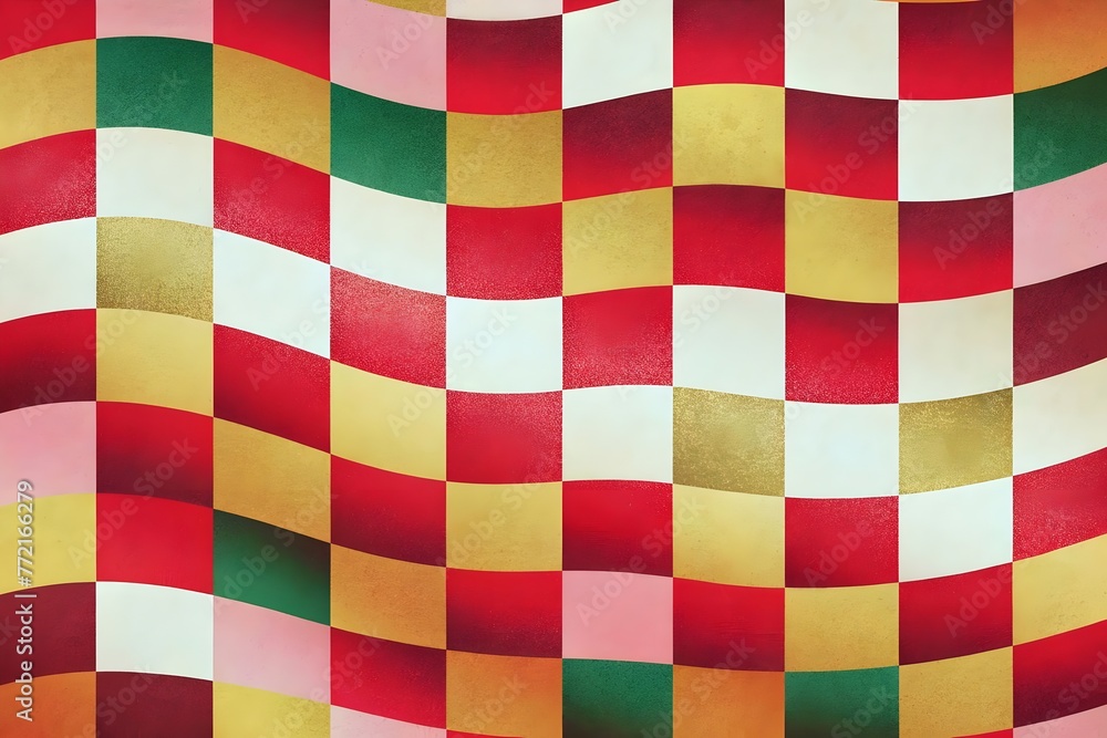 Poster abstract geometric pattern colorful red green gold squares textured background
