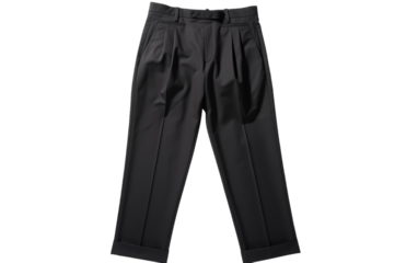 Black suit pants elegantly displayed against a dark background