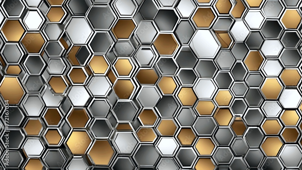 Poster abstract metallic hexagonal pattern modern background design