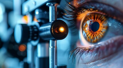 Persons Eye Examining Microchip Implantation Through Microscope