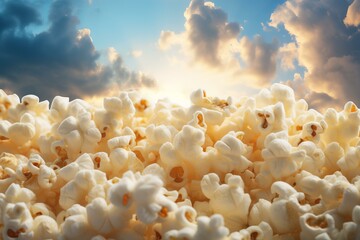 Light Popcorn snack sky. Paper sky corn. Generate Ai