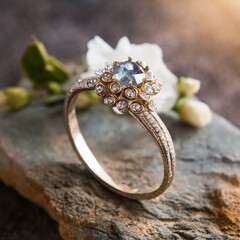 Timeless Elegance: Traditional Ring with Sparkling Gemstone Accent On top of which there is a beautiful shiny small stone