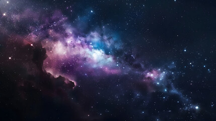 Naklejka premium Glowing huge nebula with young stars and galaxy. Space background