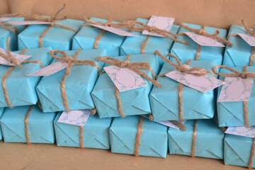 Wedding details guest gifts blue decoration soaps favors artisan party souvenirs, handmade baby boy...