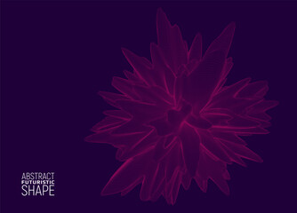 Wireframe futuristic shape. Abstract distorted 3d form. Science concept. Vector illustration.