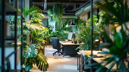 Lush Green Office Space: Sustainable Workspace for Productivity and Wellbeing | ESG Environment
