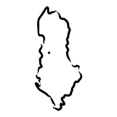 Hand draw map of Albania. Black line drawing sketch. outline doodle on white background.