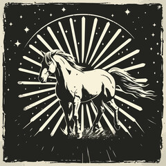 Horse in cartoon, doodle style. Image for t-shirt, web, mobile apps and ui. Isolated 2d vector illustration in logo, icon, sketch style, Eps 10. AI Generative