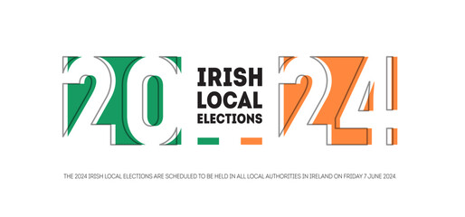 Modern poster. The 2024 Irish local elections are scheduled to be held in all local authorities in Ireland. - obrazy, fototapety, plakaty