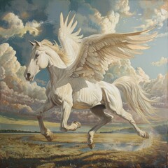 Pegasus in Fantasy Oil Painting