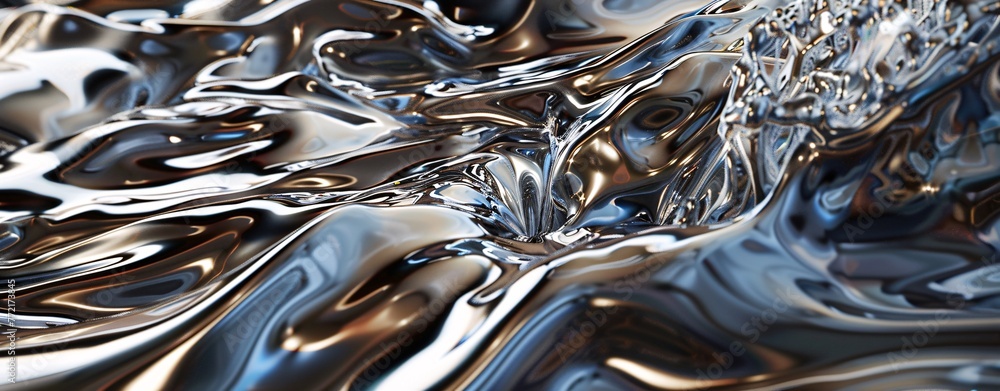 Poster Reflective Ripples A Glimpse into the World of Metallic Art Generative AI
