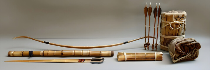 The Artistic Ensemble of Traditional Kyudo Archery Equipment 