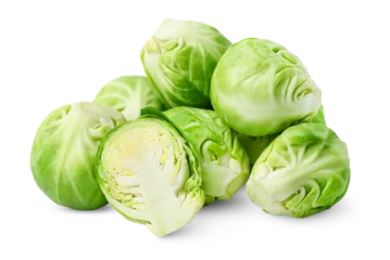 Badezimmer Foto Rückwand heap of Brussels sprouts on isolated white background, front view © Ирина Гутыряк