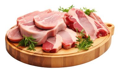 A wooden cutting board holds a variety of thinly sliced meat ready for a delicious meal