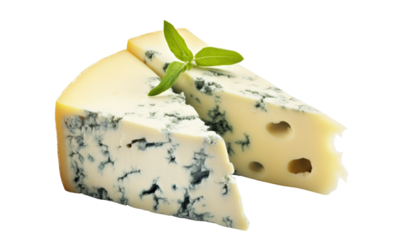 A piece of cheese adorned with a delicate leaf, creating an unexpected and enchanting combination