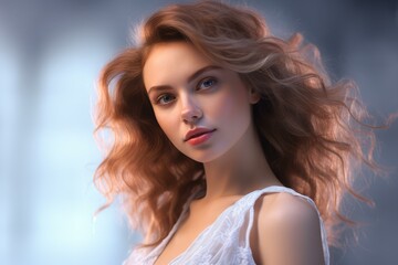 Fototapeta premium Vibrant Pretty woman glowing skin model. Female sensual. Generate Ai