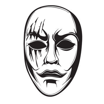 Mask in cartoon, doodle style . Image for t-shirt, web, mobile apps and ui. Isolated 2d vector illustration in logo, icon, sketch style, Eps 10, black and white. AI Generative